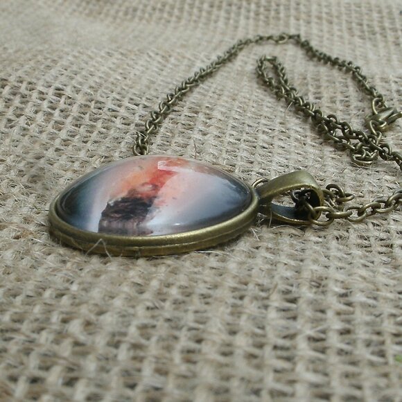 Comet Meteor Glass Cabochon Pendant Necklace - Picture 7 of 12